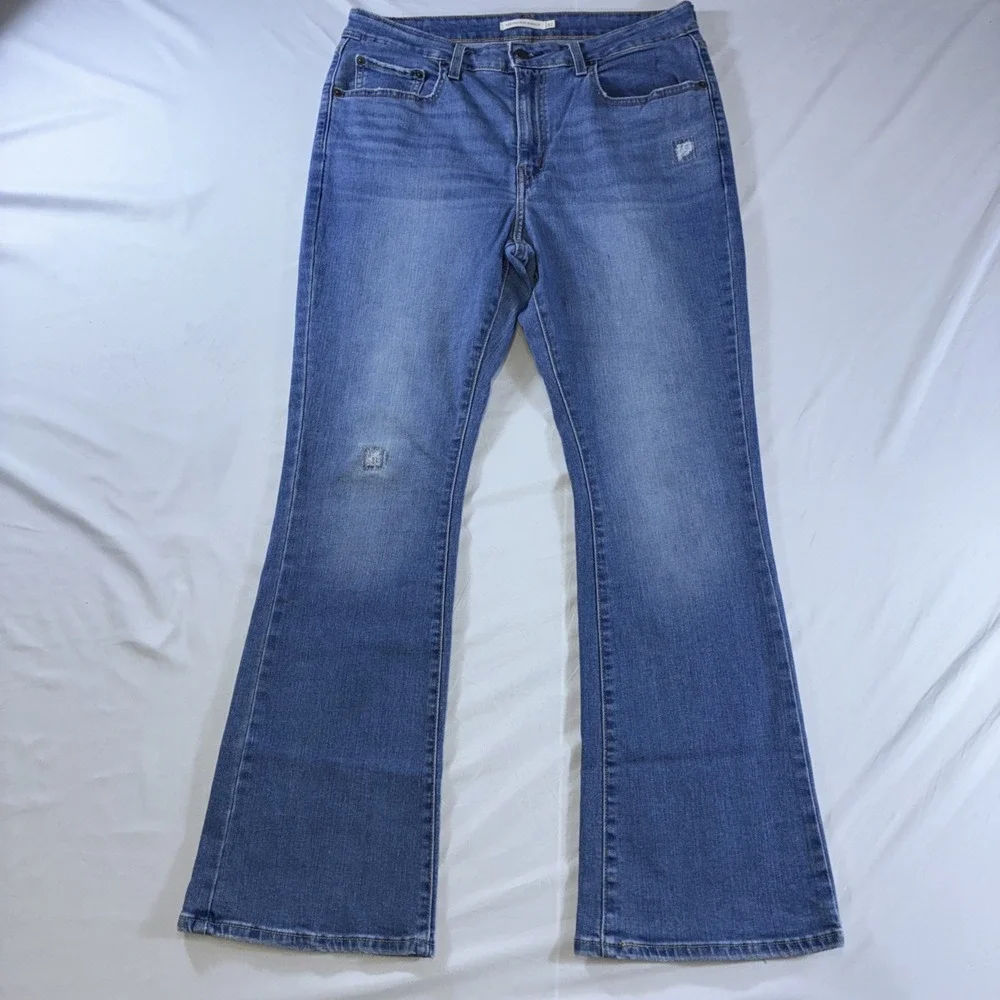 Levi's‎ 725 High Rise Bootcut Stretch Distressed Jeans Women's W32 L30 Blue